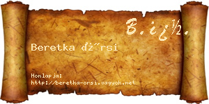 Beretka Örsi névjegykártya